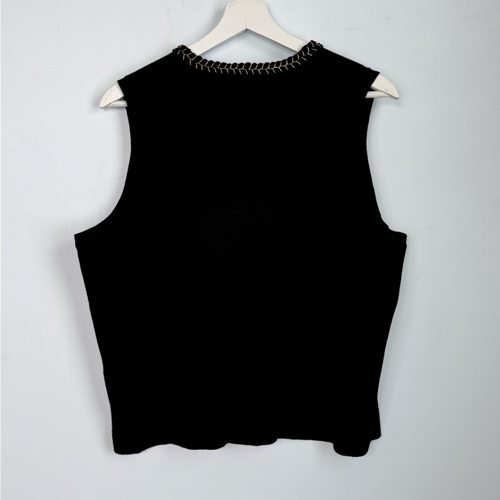 Adrianna Papell Gold Trimmed Black Sweater Vest Size XL - Picture 5 of 5